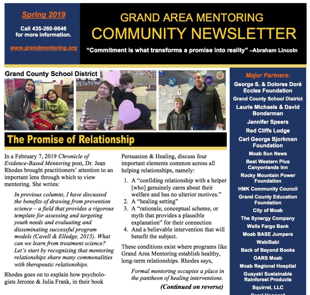 Spring 2019 Community Newsletter - Grand Area Mentoring